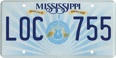 MS license plate LOC755