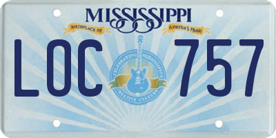 MS license plate LOC757