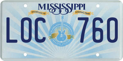 MS license plate LOC760