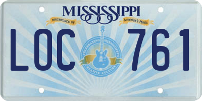MS license plate LOC761