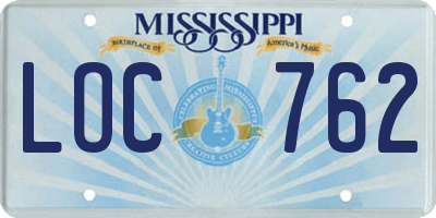 MS license plate LOC762