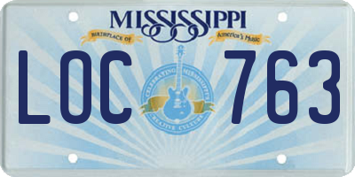 MS license plate LOC763