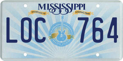 MS license plate LOC764