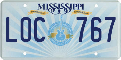 MS license plate LOC767