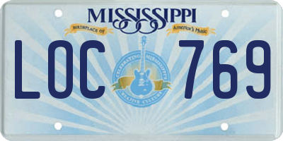 MS license plate LOC769