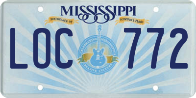 MS license plate LOC772