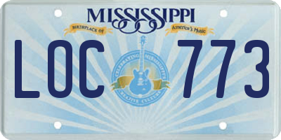 MS license plate LOC773