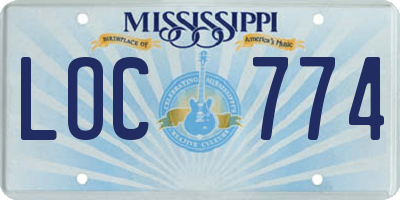 MS license plate LOC774