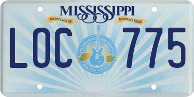 MS license plate LOC775