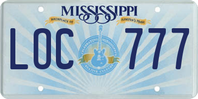 MS license plate LOC777