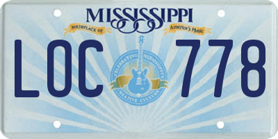 MS license plate LOC778