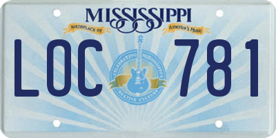 MS license plate LOC781