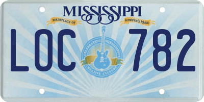 MS license plate LOC782