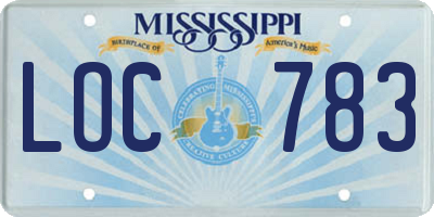 MS license plate LOC783