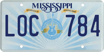 MS license plate LOC784