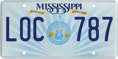 MS license plate LOC787