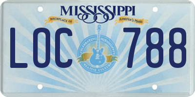 MS license plate LOC788