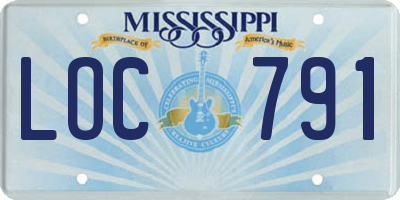 MS license plate LOC791