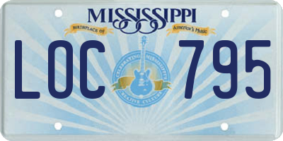 MS license plate LOC795