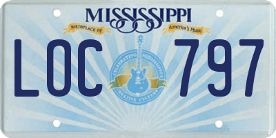 MS license plate LOC797