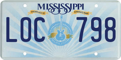 MS license plate LOC798