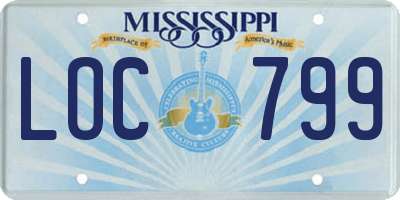 MS license plate LOC799