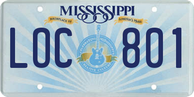 MS license plate LOC801