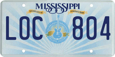 MS license plate LOC804