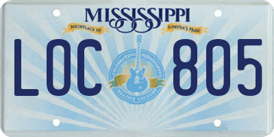 MS license plate LOC805