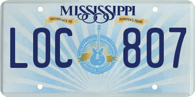 MS license plate LOC807