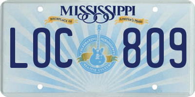 MS license plate LOC809