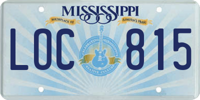 MS license plate LOC815