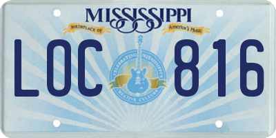 MS license plate LOC816