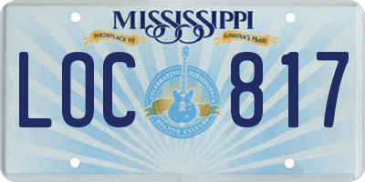 MS license plate LOC817