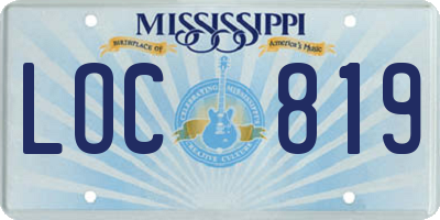 MS license plate LOC819