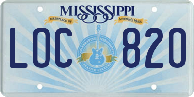 MS license plate LOC820
