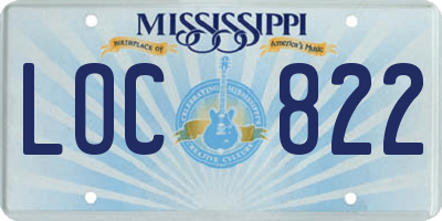 MS license plate LOC822
