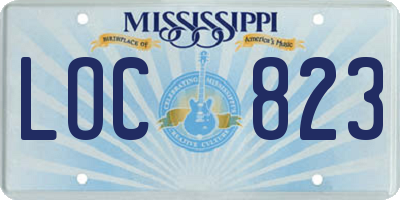 MS license plate LOC823