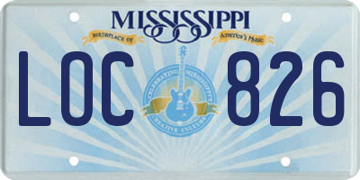 MS license plate LOC826