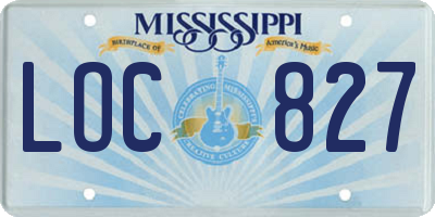 MS license plate LOC827