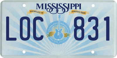 MS license plate LOC831
