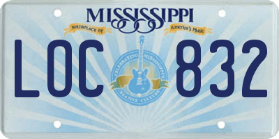 MS license plate LOC832