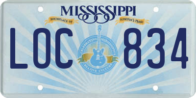 MS license plate LOC834