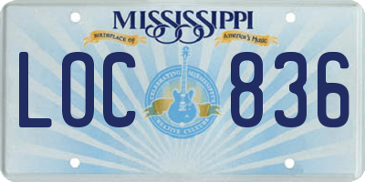 MS license plate LOC836