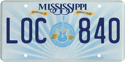 MS license plate LOC840