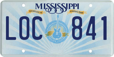 MS license plate LOC841