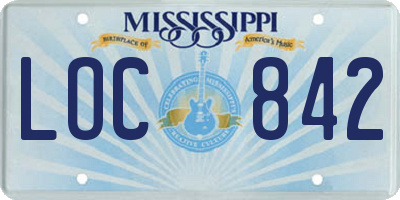 MS license plate LOC842