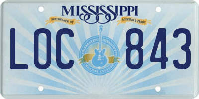 MS license plate LOC843