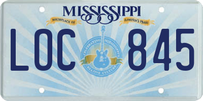 MS license plate LOC845