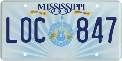 MS license plate LOC847